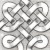 Celtic knot pendant made in gloss sterling silver. Square shaped. Front view.