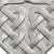 Celtic knot pendant made in sandblasted sterling silver. Heart shaped. Front view.