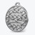 Celtic knot pendant made in satin sterling silver. Circle shaped. Right angle view.
