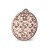 Celtic knot pendant made in red gold plated polished brass. Circle shaped. Right angle view.