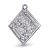 Celtic knot pendant made in rhodium plated polished brass. Rhombus shaped. Right angle view.